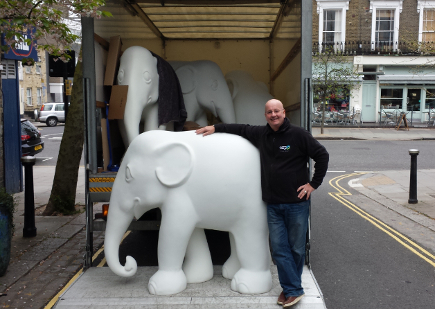 Delivery of blank elephants to artists